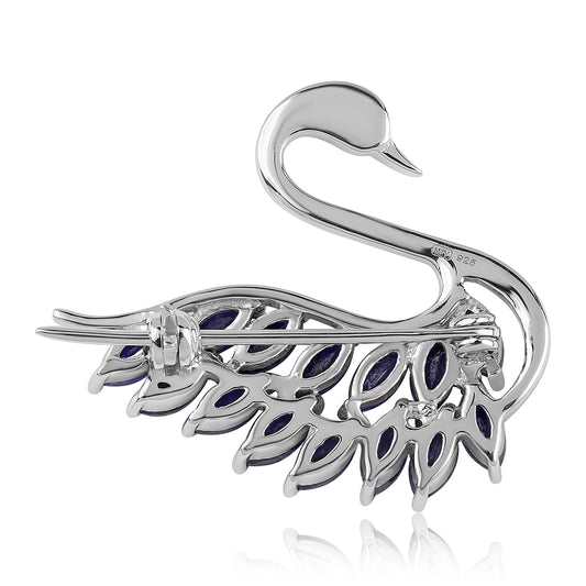 Broşă din Argint 925 ( 3.86 grame ) cu Safir Albastru Australian și Topaz Alb 2.55 Carate