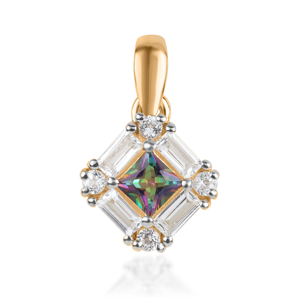 Pandantiv din Argint 925 Placat cu Aur ( 1.13 grame ) cu Topaz Mistic și Topaz Alb 1.24 Carate