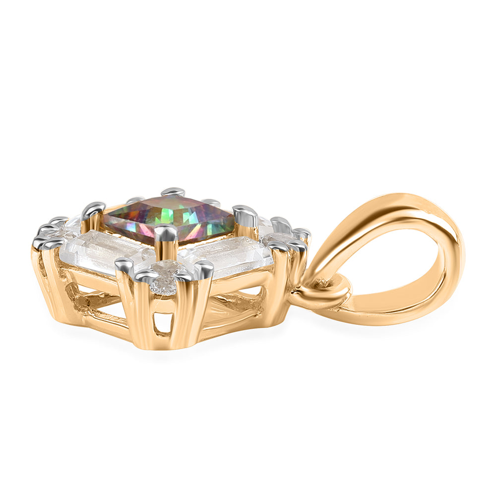 Pandantiv din Argint 925 Placat cu Aur ( 1.13 grame ) cu Topaz Mistic și Topaz Alb 1.24 Carate