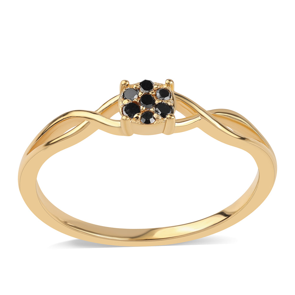 Inel din Argint 925 Placat cu Aur ( 1.63 grame ) cu Diamant Negru 0.11 Carate 1 