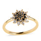 Inel din Argint 925 Placat cu Aur ( 2.06 grame ) cu Diamant Negru și Topaz Alb 0.59 Carate