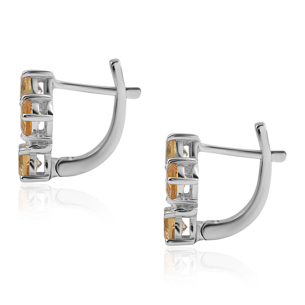 Cercei din Argint 925 ( 2.61 grame ) cu Citrin Brazilian Clasa "AA" și Topaz Alb 1.84 Carate 3 