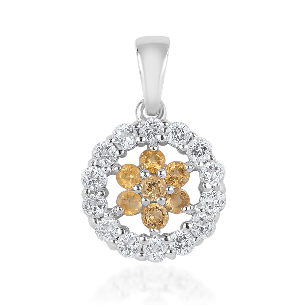 Pandantiv din Argint 925 ( 1.16 grame ) cu Citrin Brazilian Clasa "AA" și Topaz Alb 0.84 Carate 1 