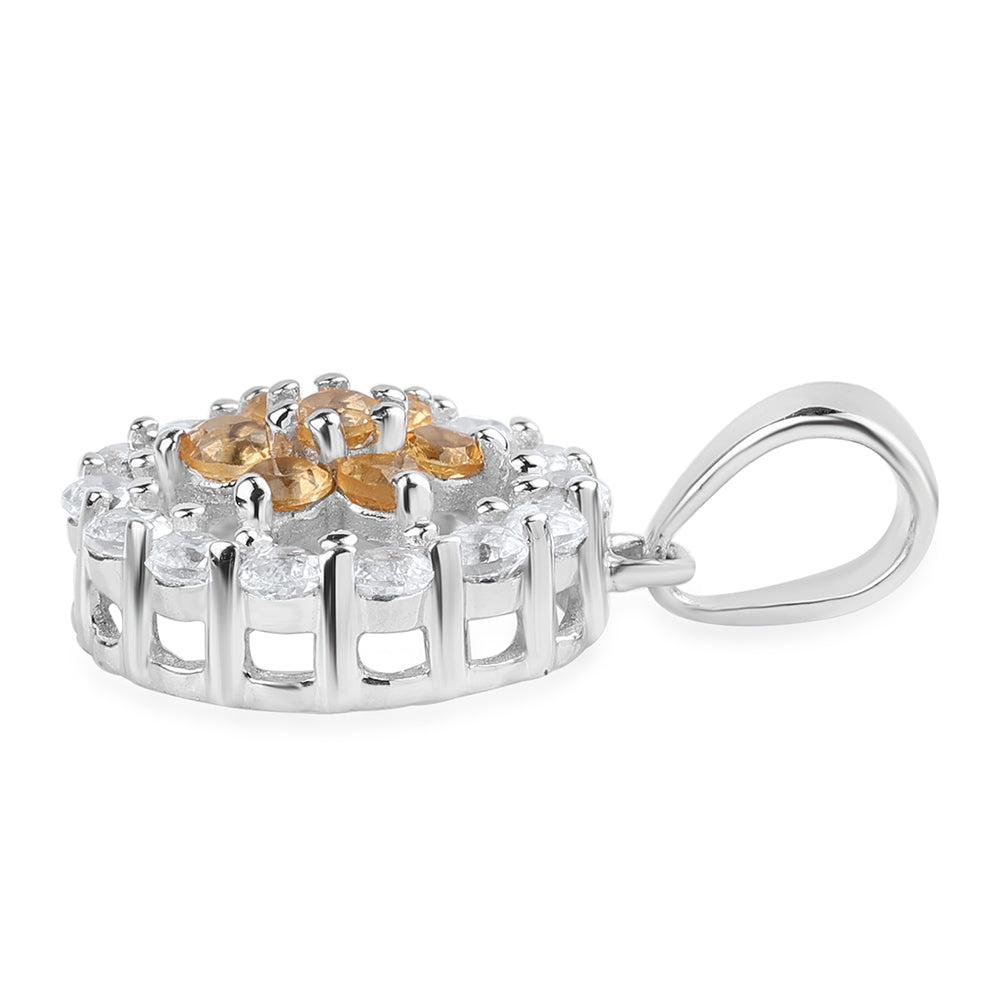 Pandantiv din Argint 925 ( 1.16 grame ) cu Citrin Brazilian Clasa "AA" și Topaz Alb 0.84 Carate 2 