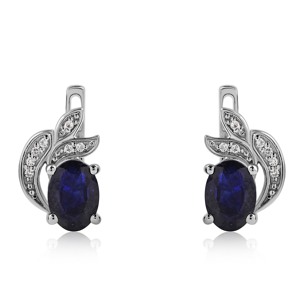 Cercei din Argint 925 ( 2.68 grame ) cu Safir Albastru Australian și Topaz Alb 2.27 Carate