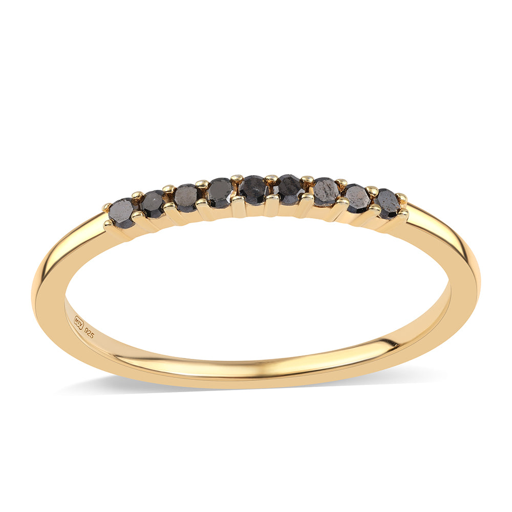 Inel din Argint 925 Placat cu Aur ( 1.2 grame ) cu Diamant Negru 0.14 Carate 1 