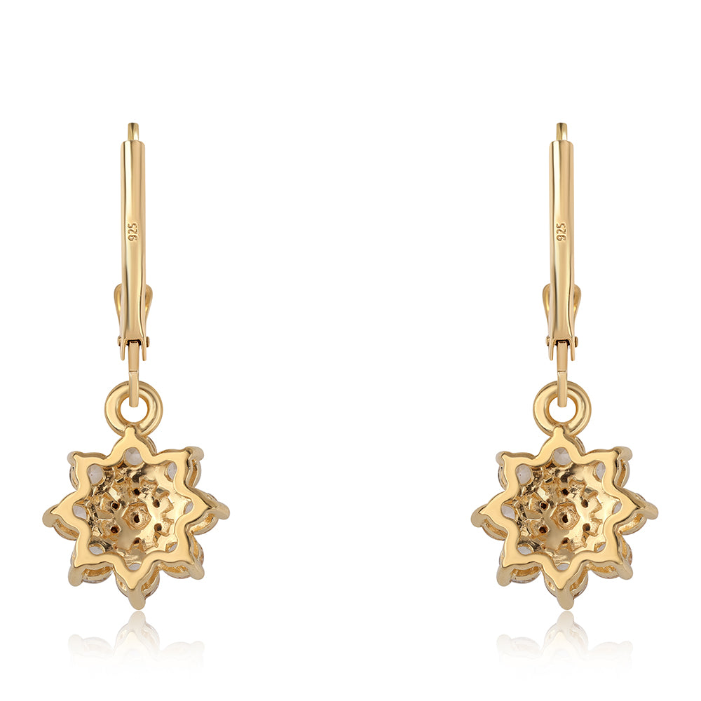 Cercei din Argint 925 Placat cu Aur ( 2.11 grame ) cu Diamant Negru și Topaz Alb 1.78 Carate