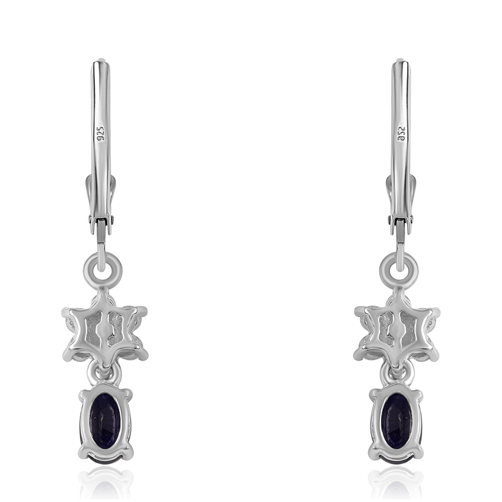 Cercei din Argint 925 ( 2.07 grame ) cu Safir Albastru Australian și Topaz Alb 1.92 Carate