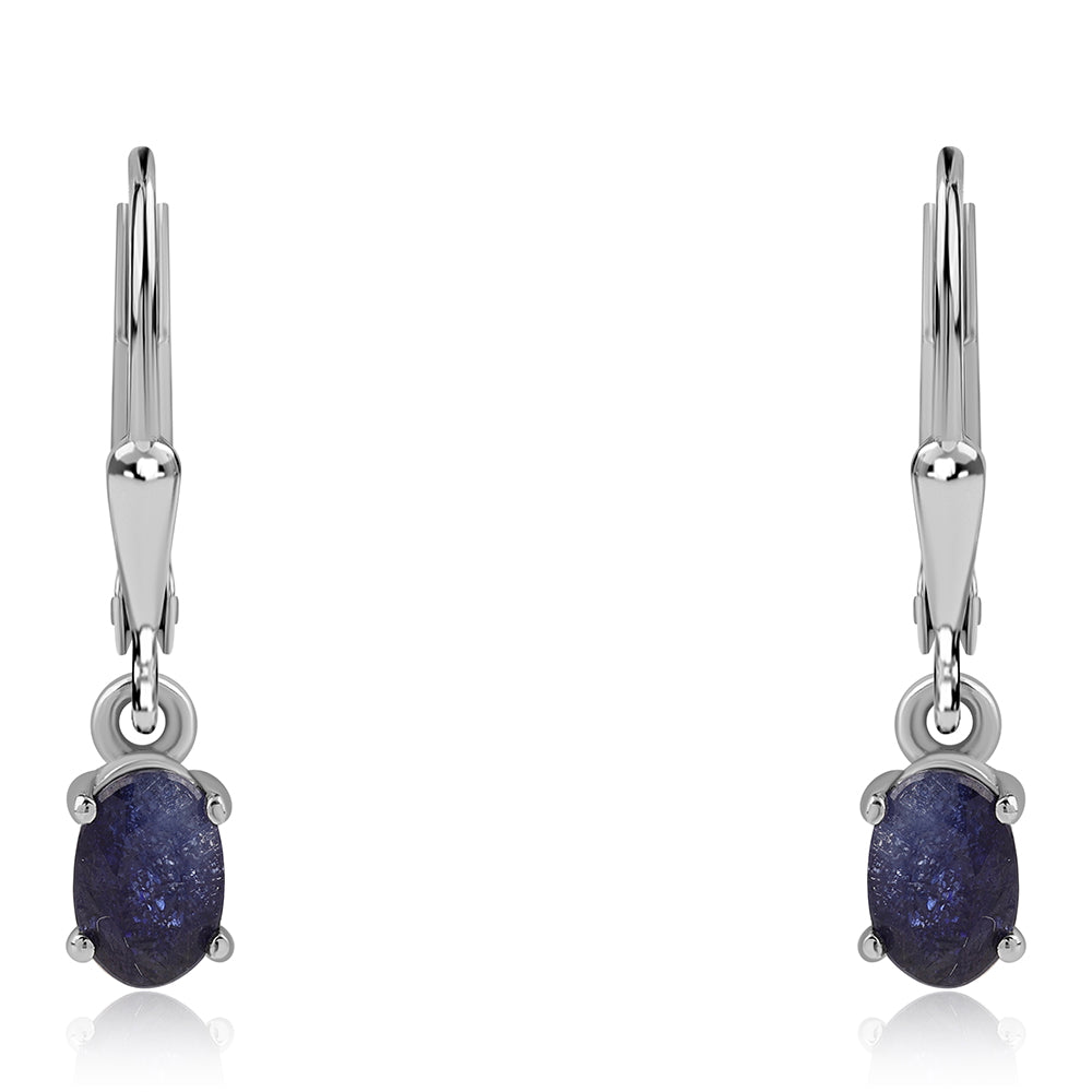 Cercei din Argint 925 ( 1.22 grame ) cu Safir Albastru Australian 1.36 Carate 2 