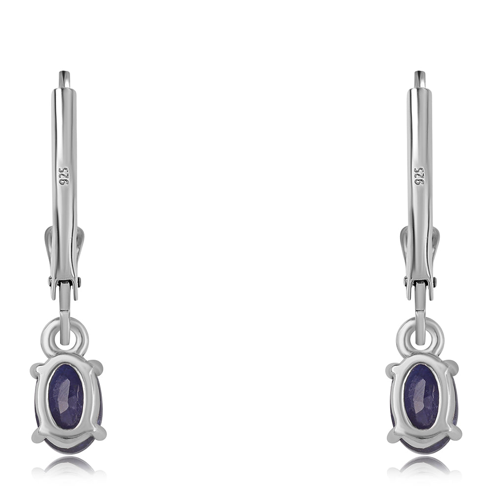 Cercei din Argint 925 ( 1.22 grame ) cu Safir Albastru Australian 1.36 Carate