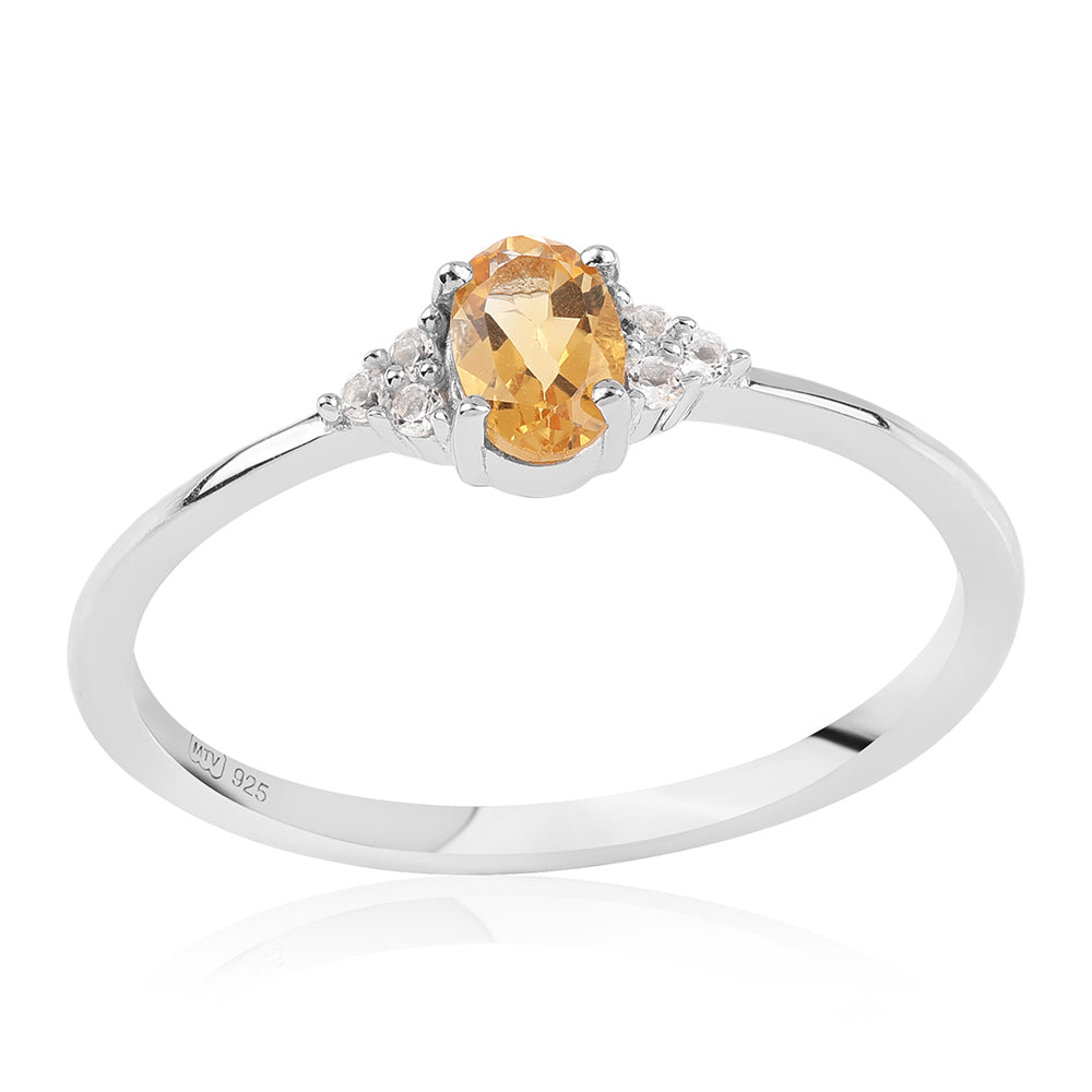 Inel din Argint 925 ( 1.45 grame ) cu Citrin Brazilian Clasa "AA" și Topaz Alb 0.48 Carate
