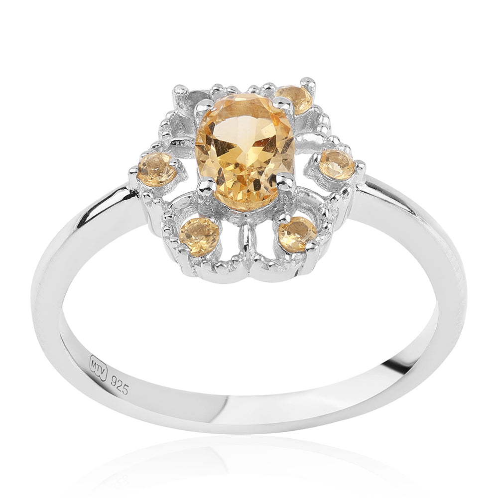 Inel din Argint 925 ( 2.85 grame ) cu Citrin Brazilian Clasa "AA" 0.99 Carate 1 