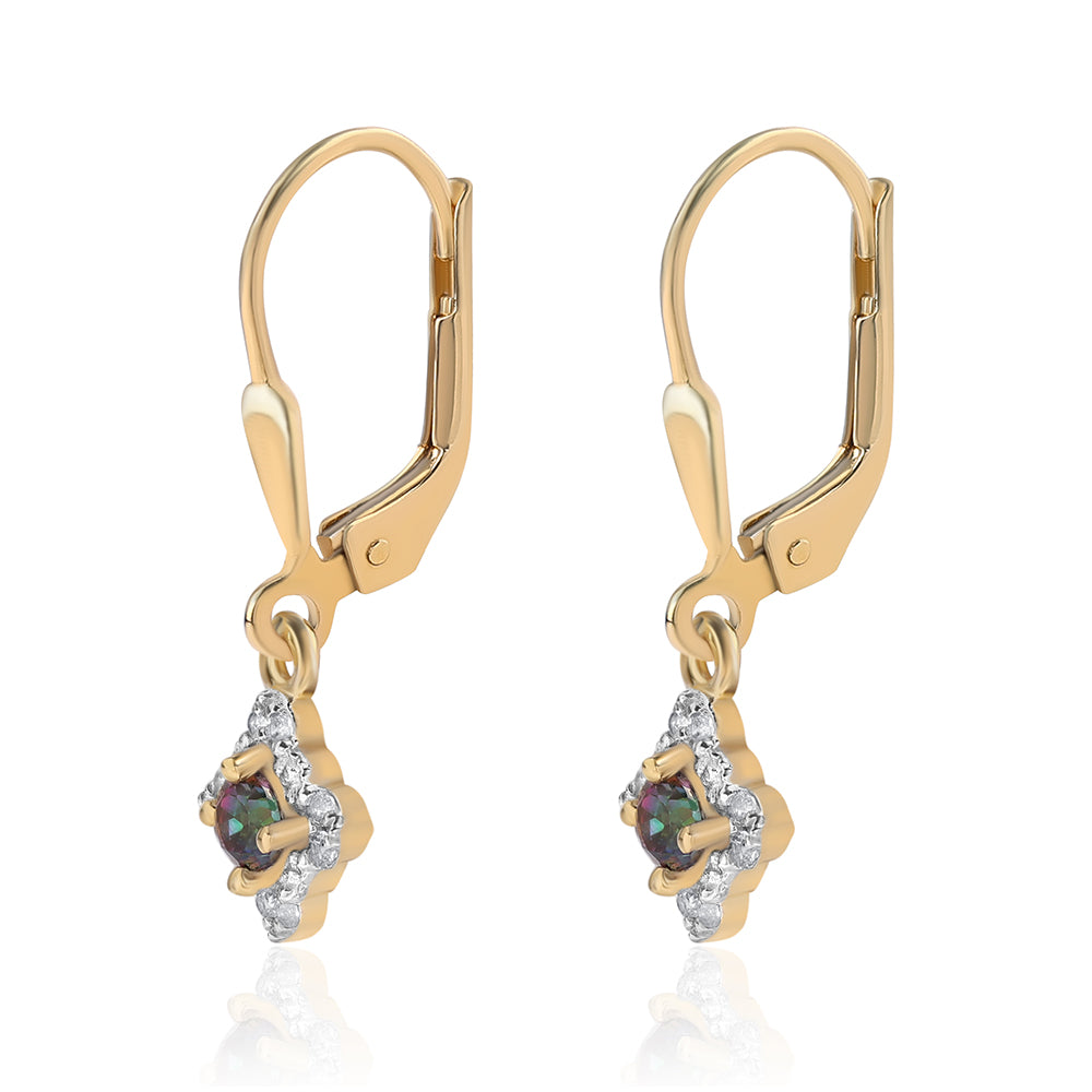 Cercei din Argint 925 Placat cu Aur ( 1.48 grame ) cu Topaz Mistic și Topaz Alb 0.39 Carate 2 