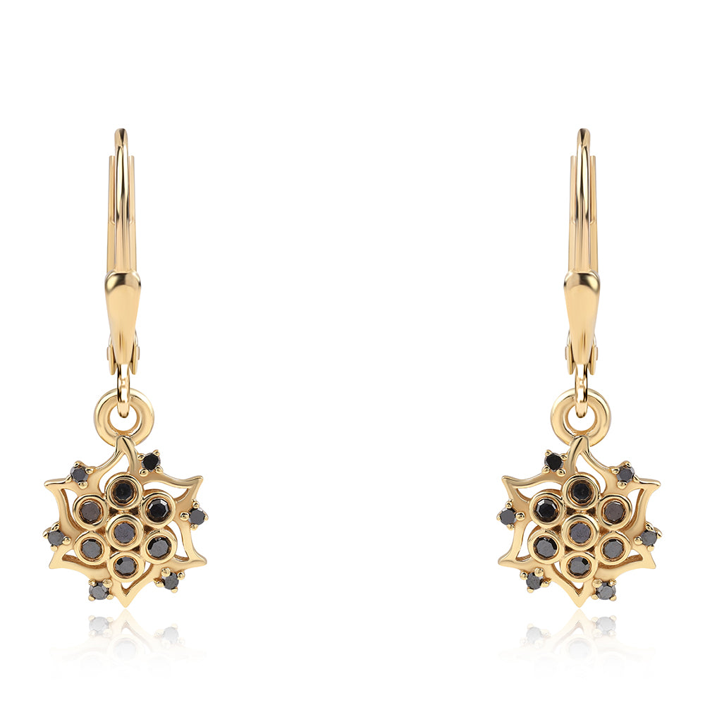 Cercei din Argint 925 Placat cu Aur ( 1.88 grame ) cu Diamant Negru 0.2 Carate