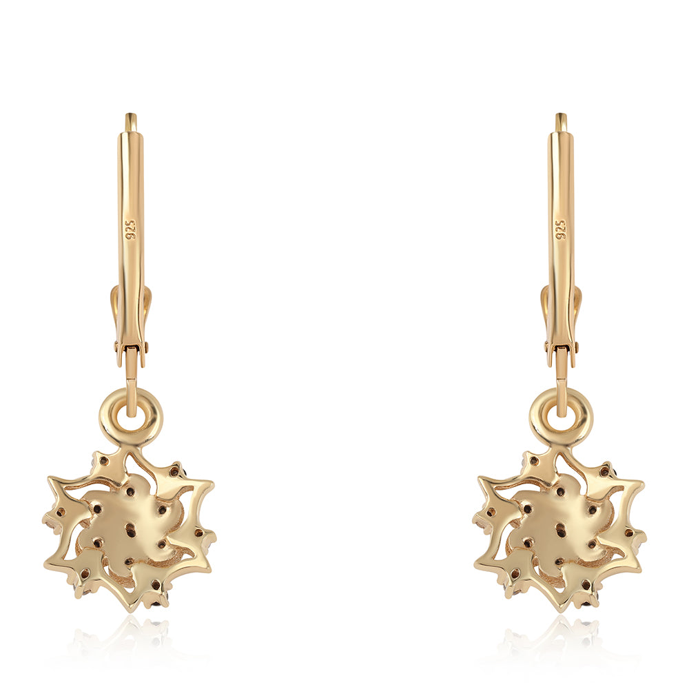 Cercei din Argint 925 Placat cu Aur ( 1.88 grame ) cu Diamant Negru 0.2 Carate