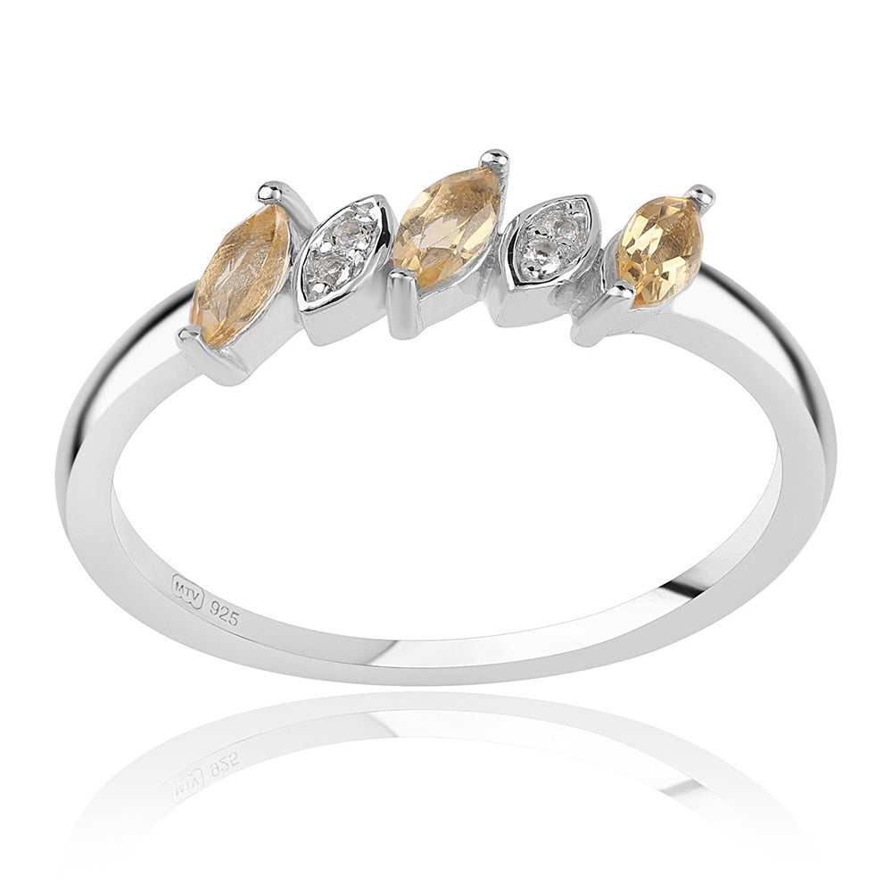 Inel din Argint 925 ( 2.07 grame ) cu Citrin Brazilian Clasa "AA" și Topaz Alb 0.49 Carate
