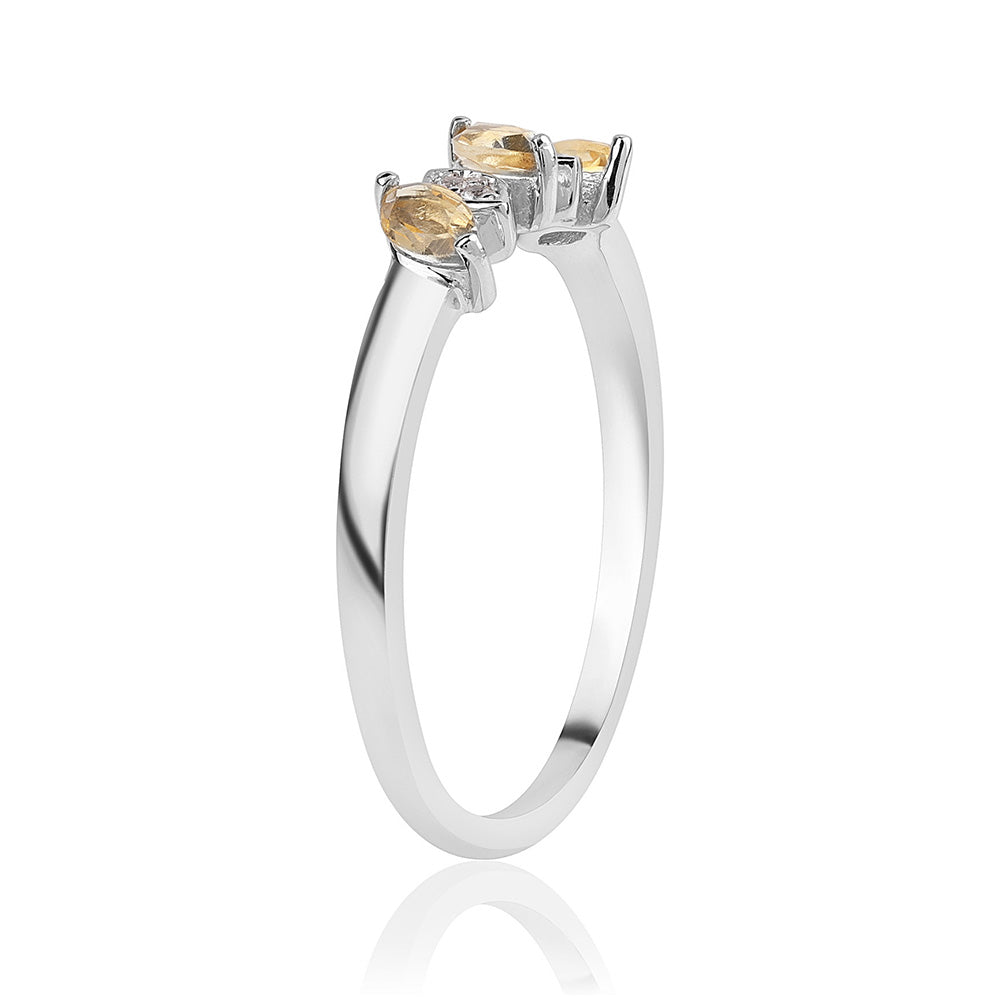 Inel din Argint 925 ( 2.07 grame ) cu Citrin Brazilian Clasa "AA" și Topaz Alb 0.49 Carate