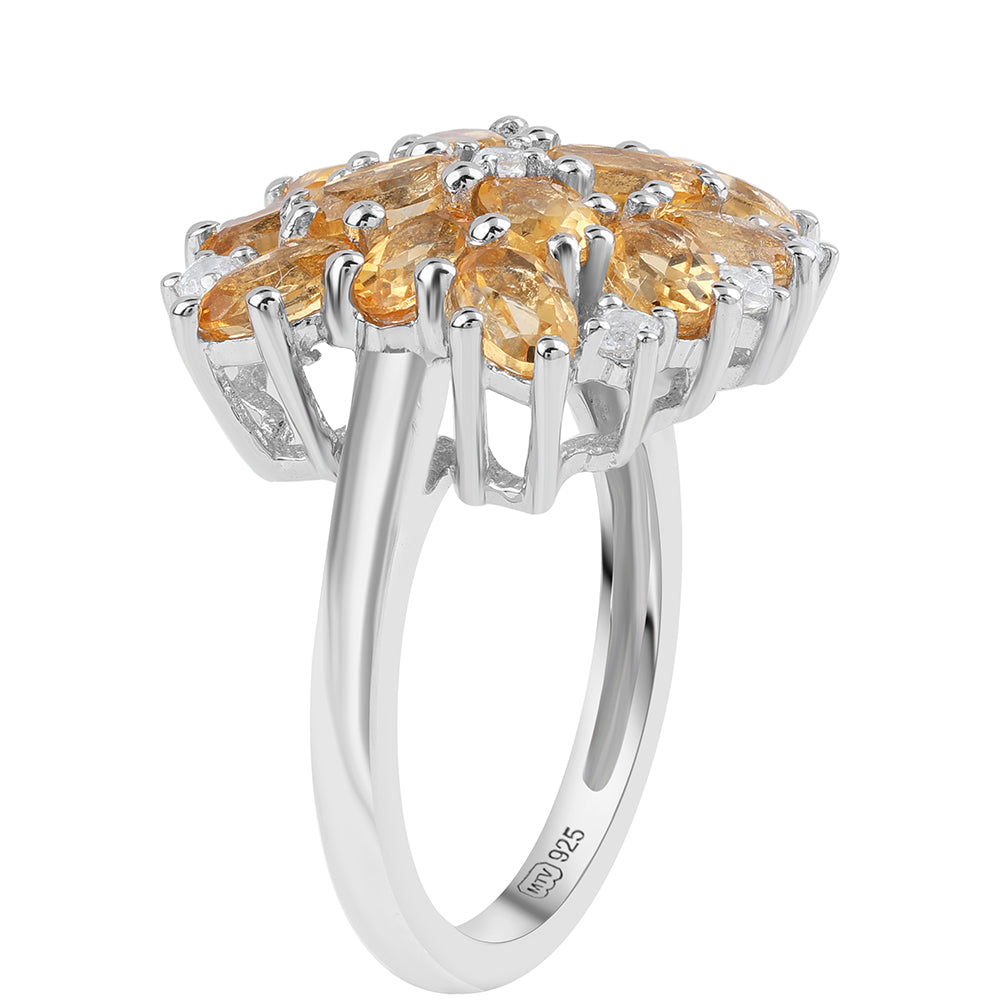 Inel din Argint 925 ( 4.63 grame ) cu Citrin Brazilian Clasa "AA" și Topaz Alb 3.28 Carate 2 