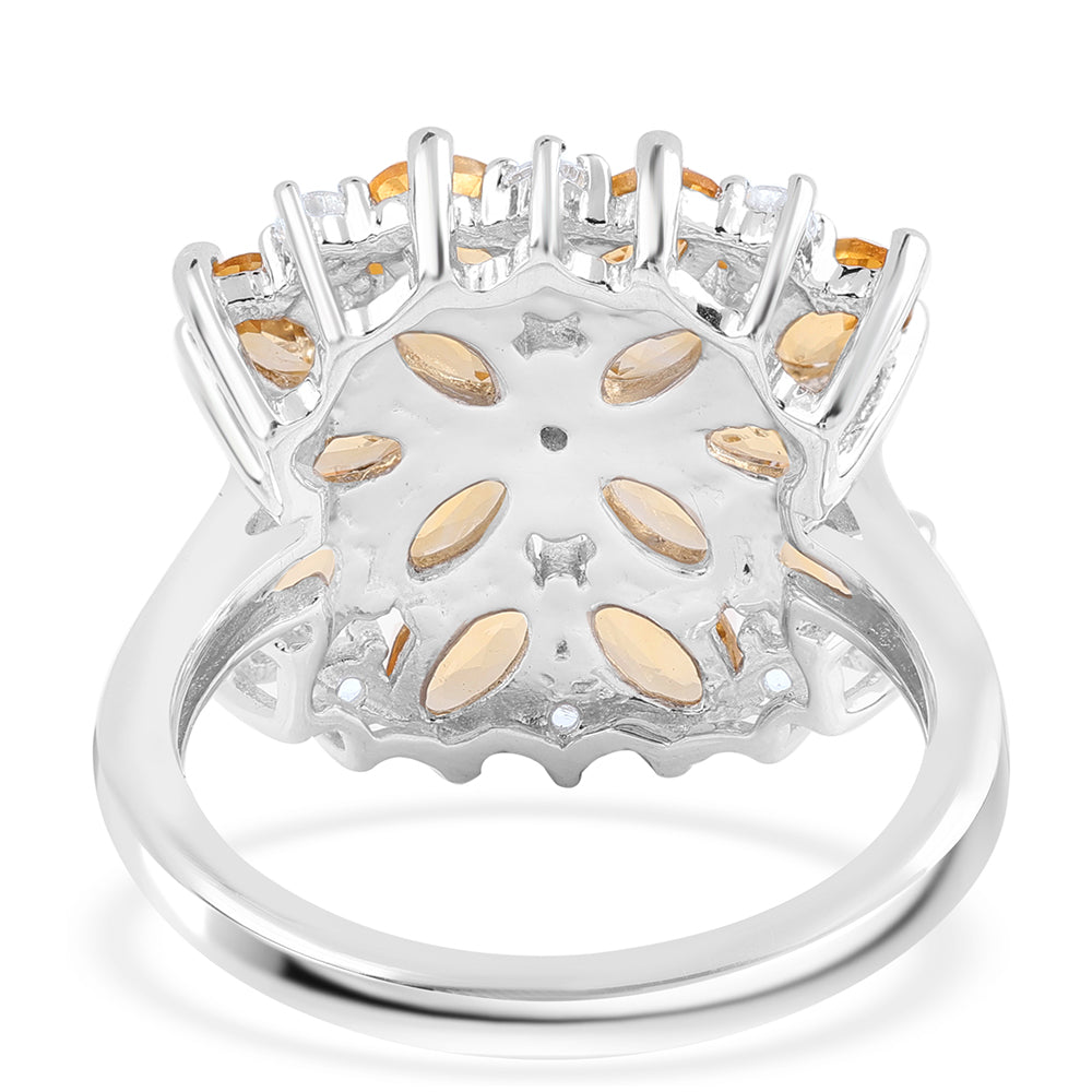 Inel din Argint 925 ( 4.63 grame ) cu Citrin Brazilian Clasa "AA" și Topaz Alb 3.28 Carate 3 