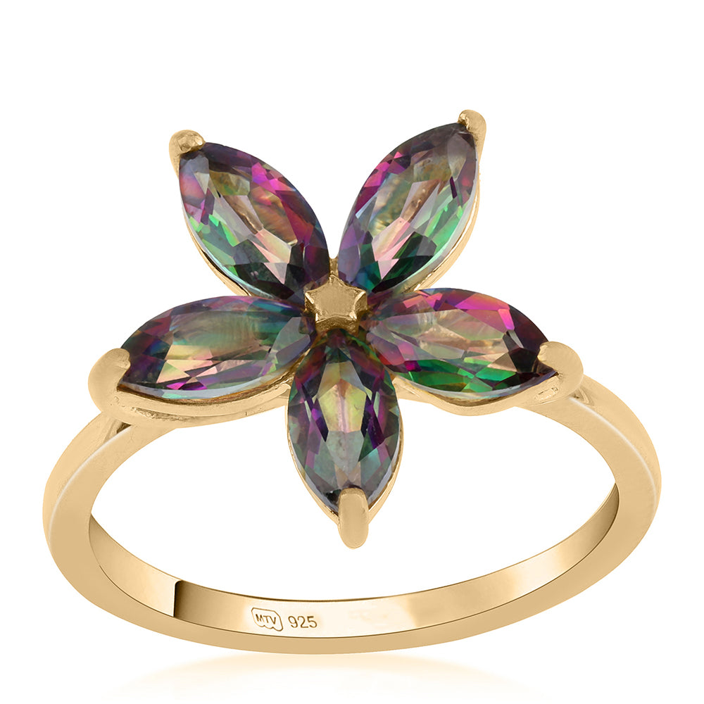 Inel din Argint 925 Placat cu Aur ( 2.42 grame ) cu Topaz Mistic 2.85 Carate