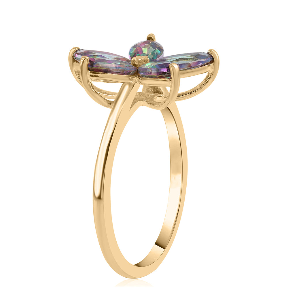 Inel din Argint 925 Placat cu Aur ( 2.42 grame ) cu Topaz Mistic 2.85 Carate 2 