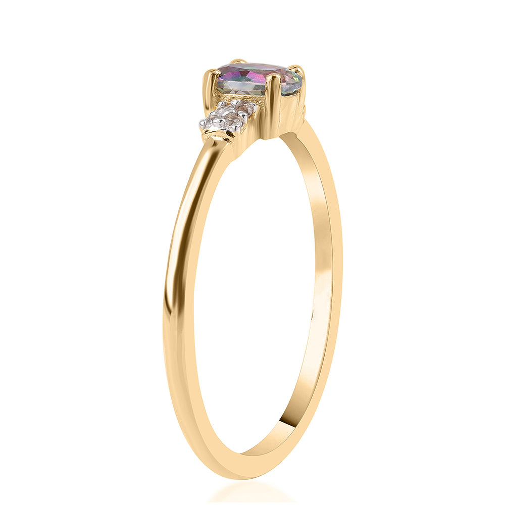 Inel din Argint 925 Placat cu Aur ( 1.53 grame ) cu Topaz Mistic și Topaz Alb 0.6 Carate 2 