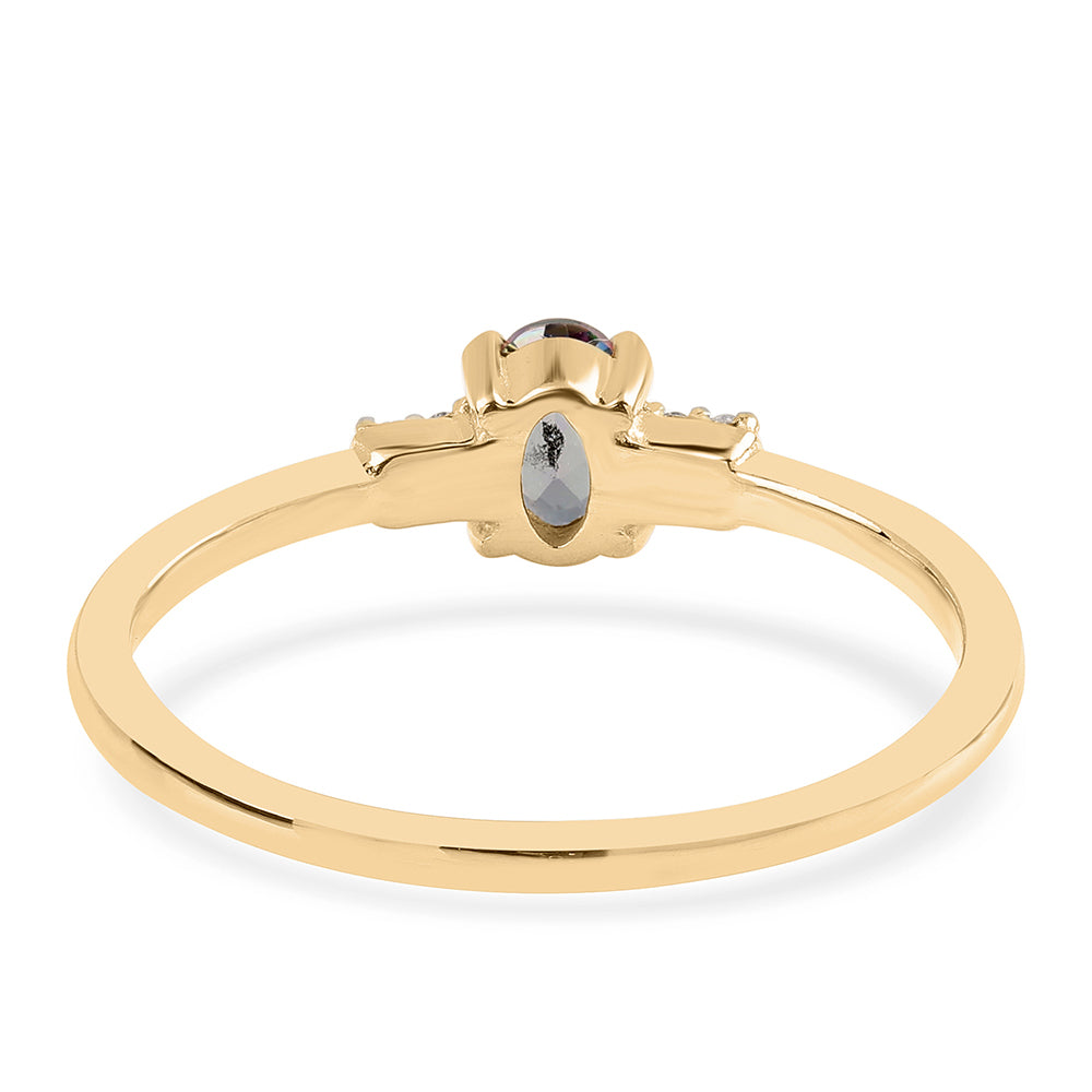 Inel din Argint 925 Placat cu Aur ( 1.53 grame ) cu Topaz Mistic și Topaz Alb 0.6 Carate