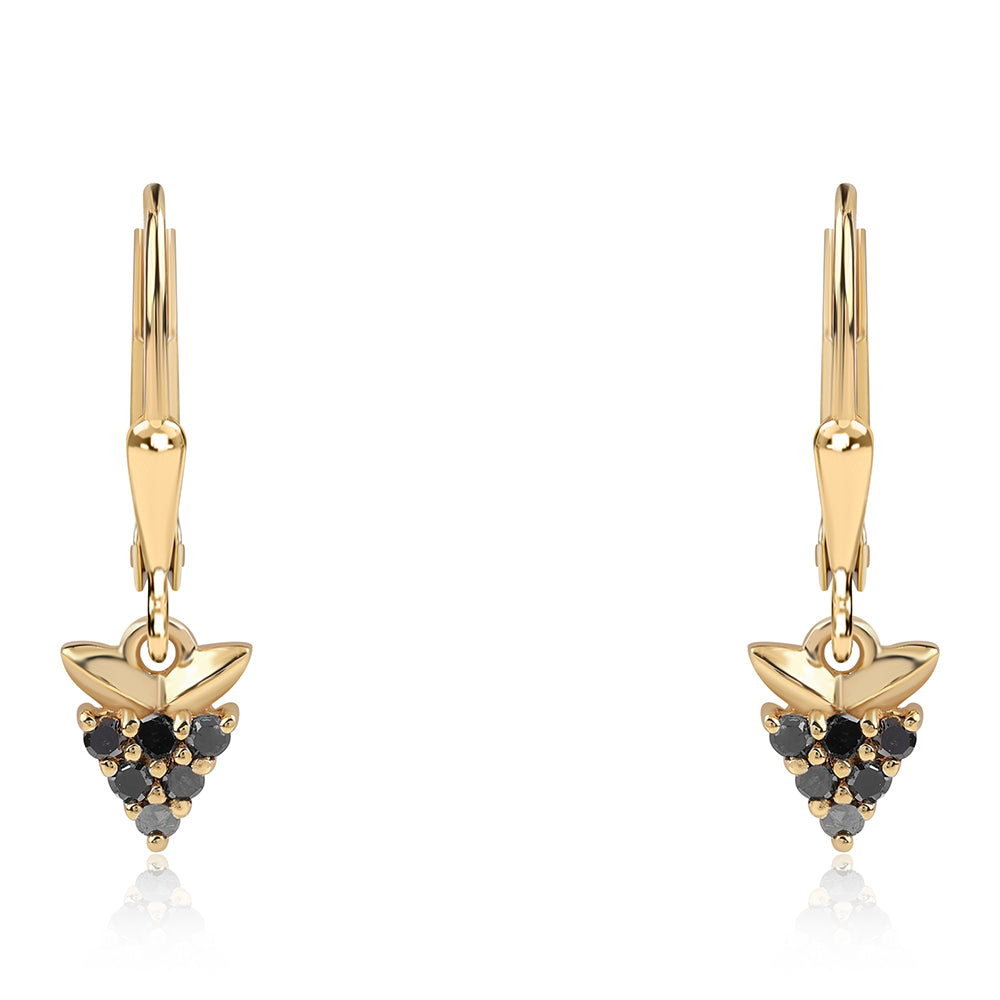 Cercei din Argint 925 Placat cu Aur ( 1.34 grame ) cu Diamant Negru 0.18 Carate