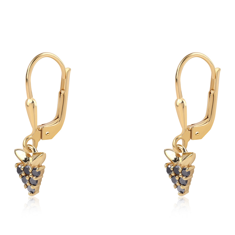 Cercei din Argint 925 Placat cu Aur ( 1.34 grame ) cu Diamant Negru 0.18 Carate