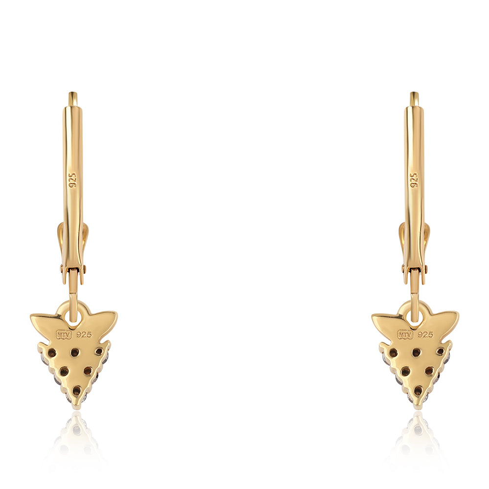 Cercei din Argint 925 Placat cu Aur ( 1.34 grame ) cu Diamant Negru 0.18 Carate 3 