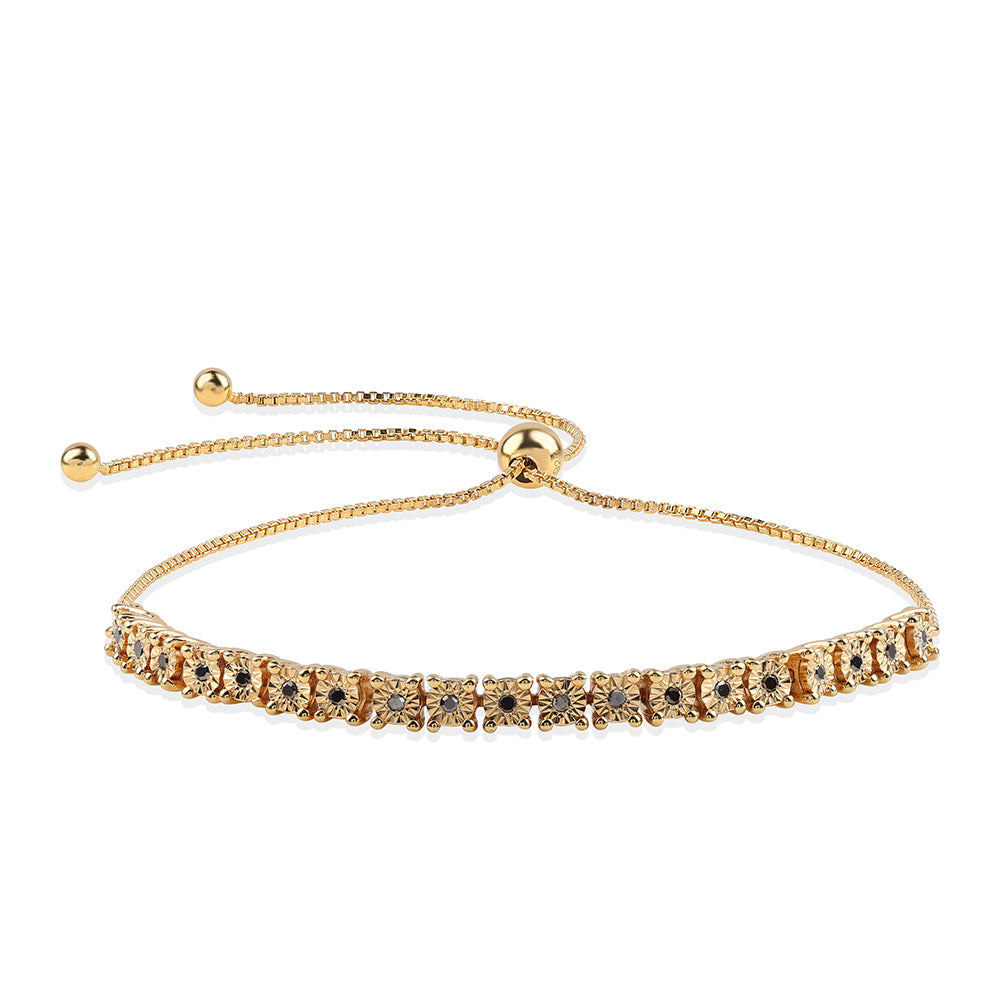 Brățară din Argint 925 Placat cu Aur ( 5.4 grame ) cu Diamant Negru 0.1 Carate