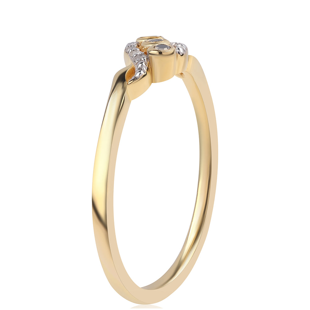 Inel din Argint 925 Placat cu Aur ( 2.22 grame ) cu Diamant Negru 0.08 Carate 3 