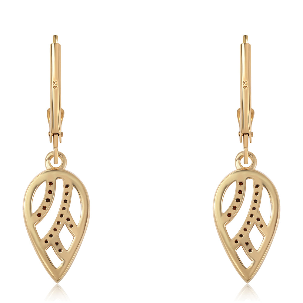 Cercei din Argint 925 Placat cu Aur ( 2.54 grame ) cu Diamant Negru 0.22 Carate