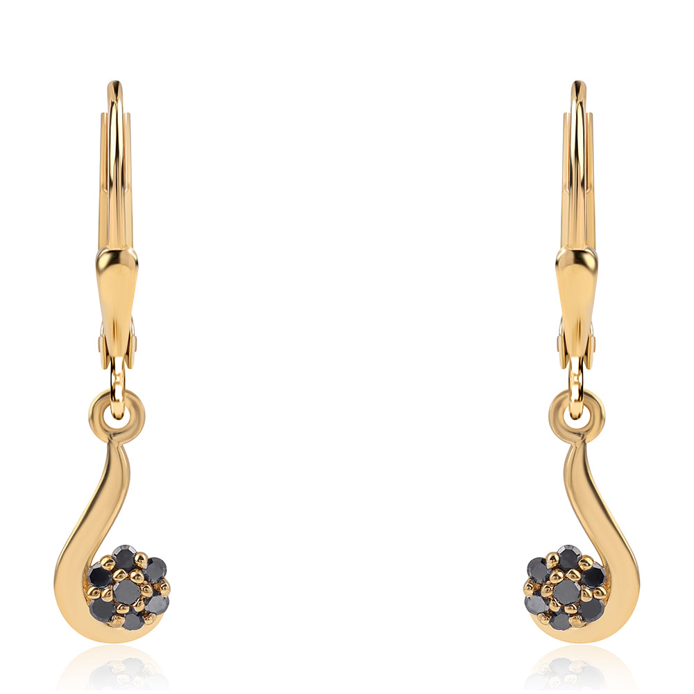 Cercei din Argint 925 Placat cu Aur ( 1.35 grame ) cu Diamant Negru 0.13 Carate