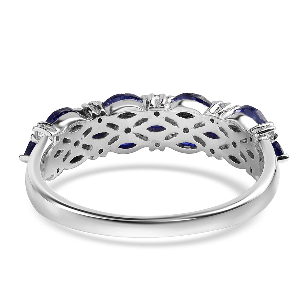 Inel din Argint 925 ( 2.86 grame ) cu Safir Albastru Australian și Topaz Alb 1.37 Carate 2 