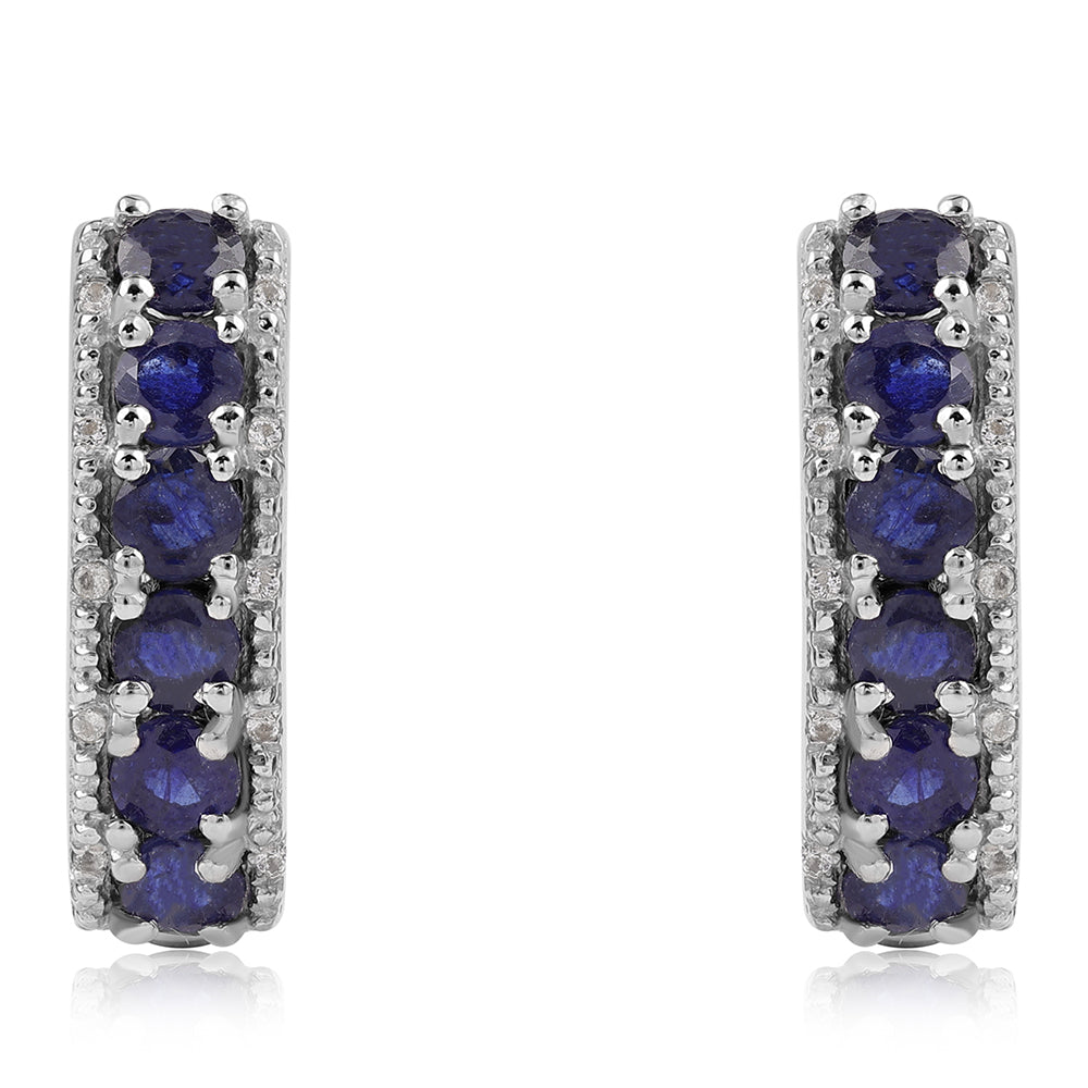 Cercei din Argint 925 ( 4.49 grame ) cu Safir Albastru Australian și Topaz Alb 3.58 Carate