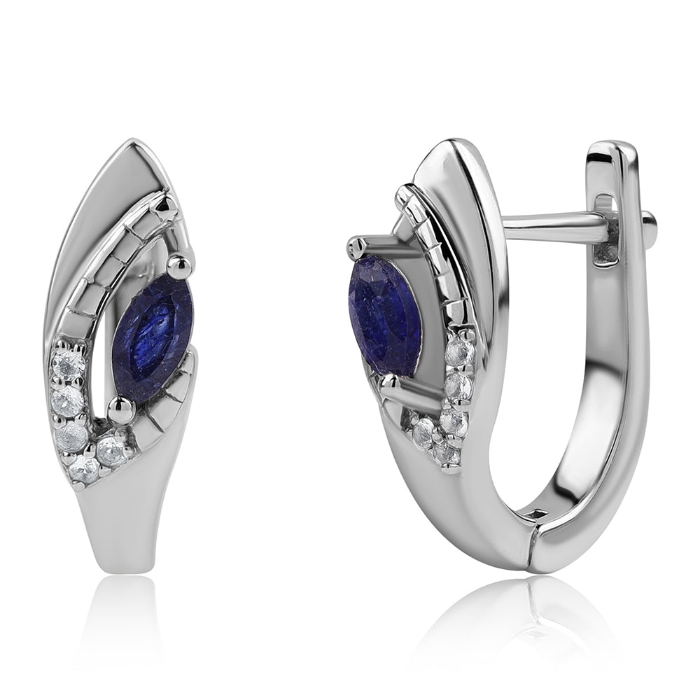 Cercei din Argint 925 ( 3.31 grame ) cu Safir Albastru Australian și Topaz Alb 0.44 Carate