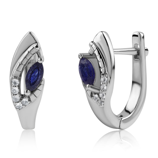 Cercei din Argint 925 ( 3.31 grame ) cu Safir Albastru Australian și Topaz Alb 0.44 Carate