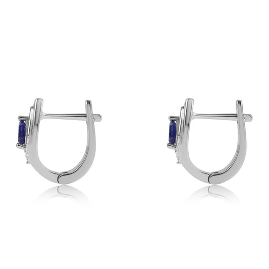 Cercei din Argint 925 ( 3.31 grame ) cu Safir Albastru Australian și Topaz Alb 0.44 Carate