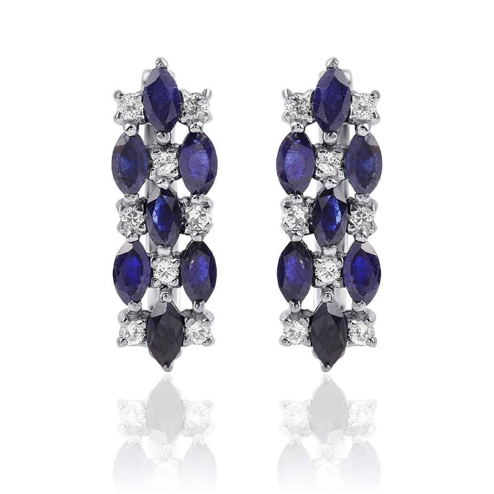 Cercei din Argint 925 ( 2.99 grame ) cu Safir Albastru Australian și Topaz Alb 1.64 Carate