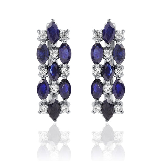 Cercei din Argint 925 ( 2.99 grame ) cu Safir Albastru Australian și Topaz Alb 1.64 Carate