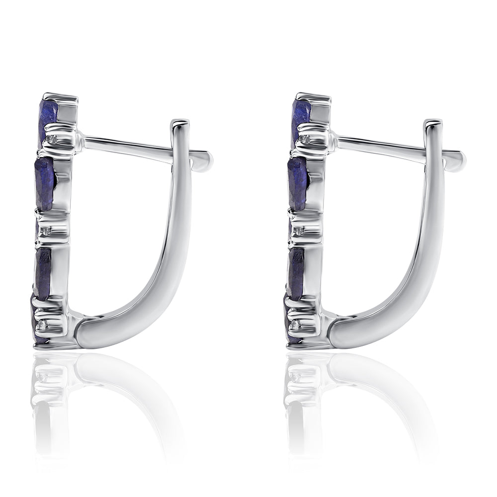 Cercei din Argint 925 ( 2.99 grame ) cu Safir Albastru Australian și Topaz Alb 1.64 Carate 2 