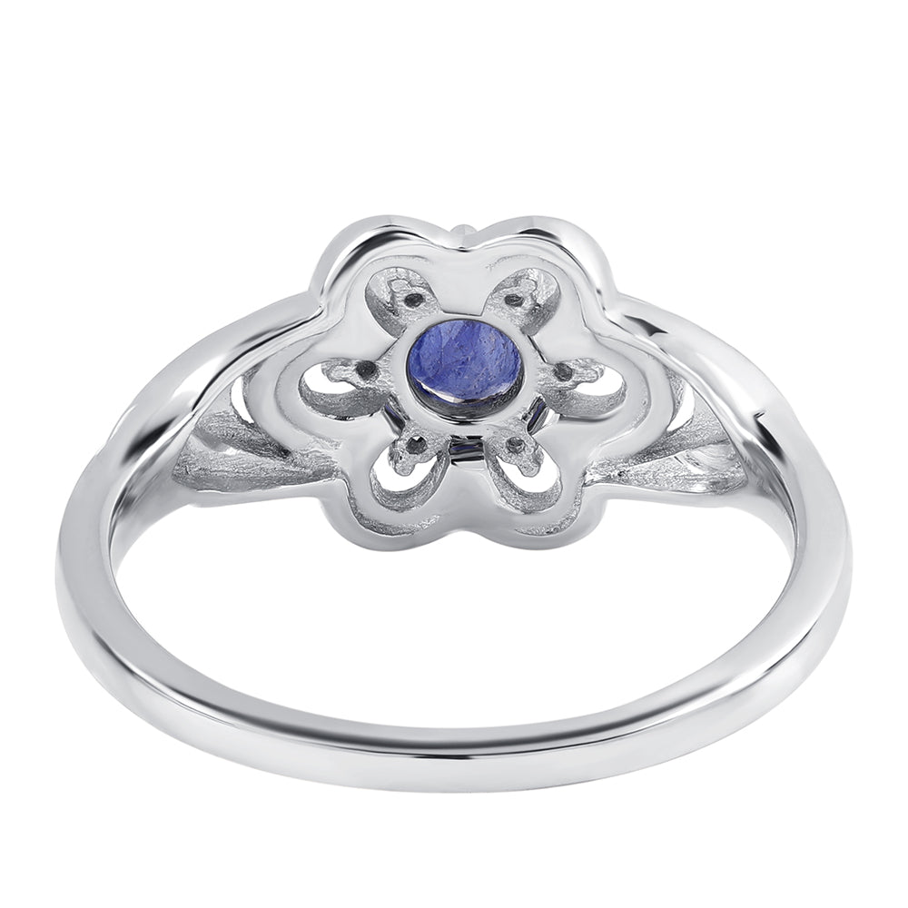 Inel din Argint 925 ( 3.7 grame ) cu Safir Albastru Australian și Topaz Alb 0.5 Carate 2 