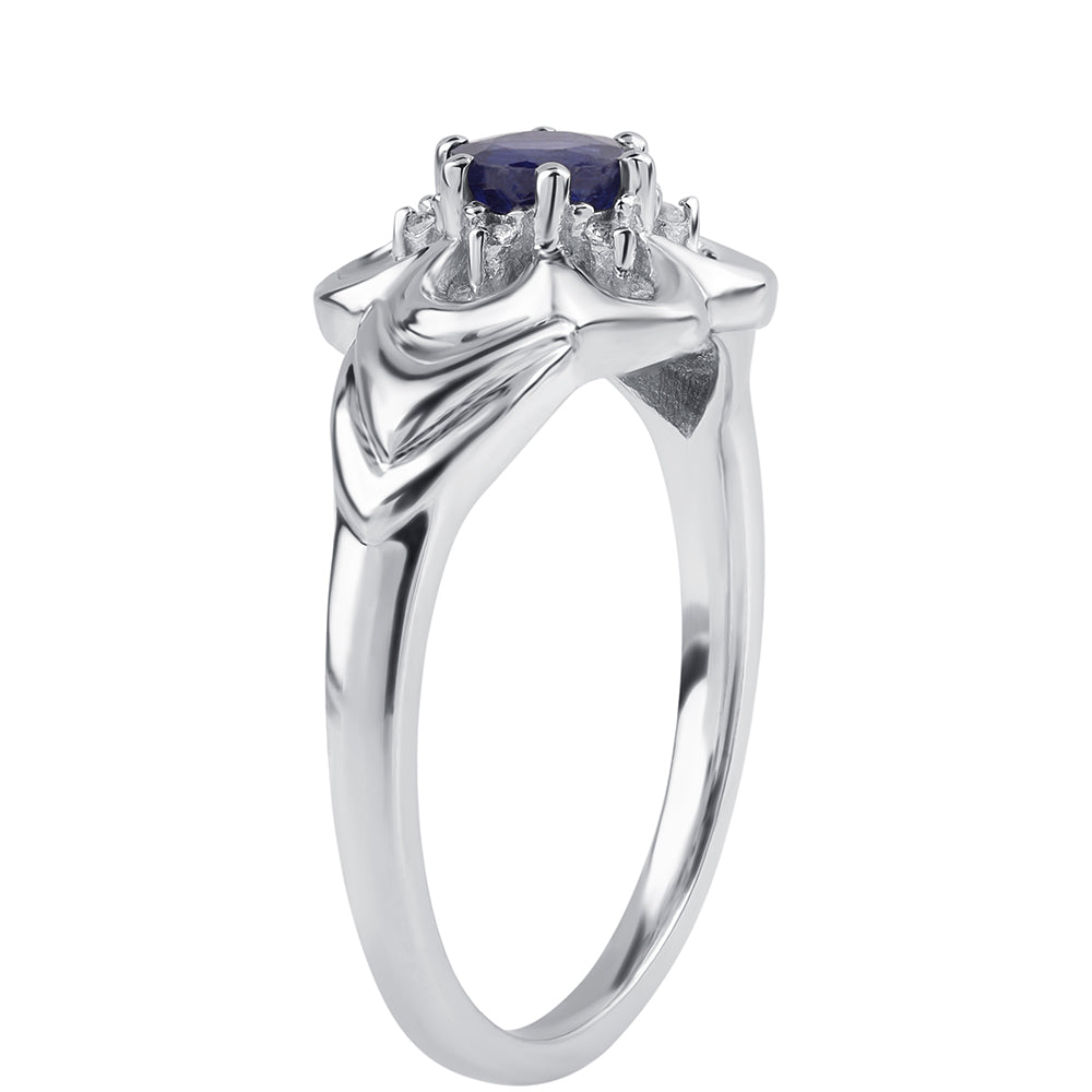 Inel din Argint 925 ( 3.7 grame ) cu Safir Albastru Australian și Topaz Alb 0.5 Carate 3 