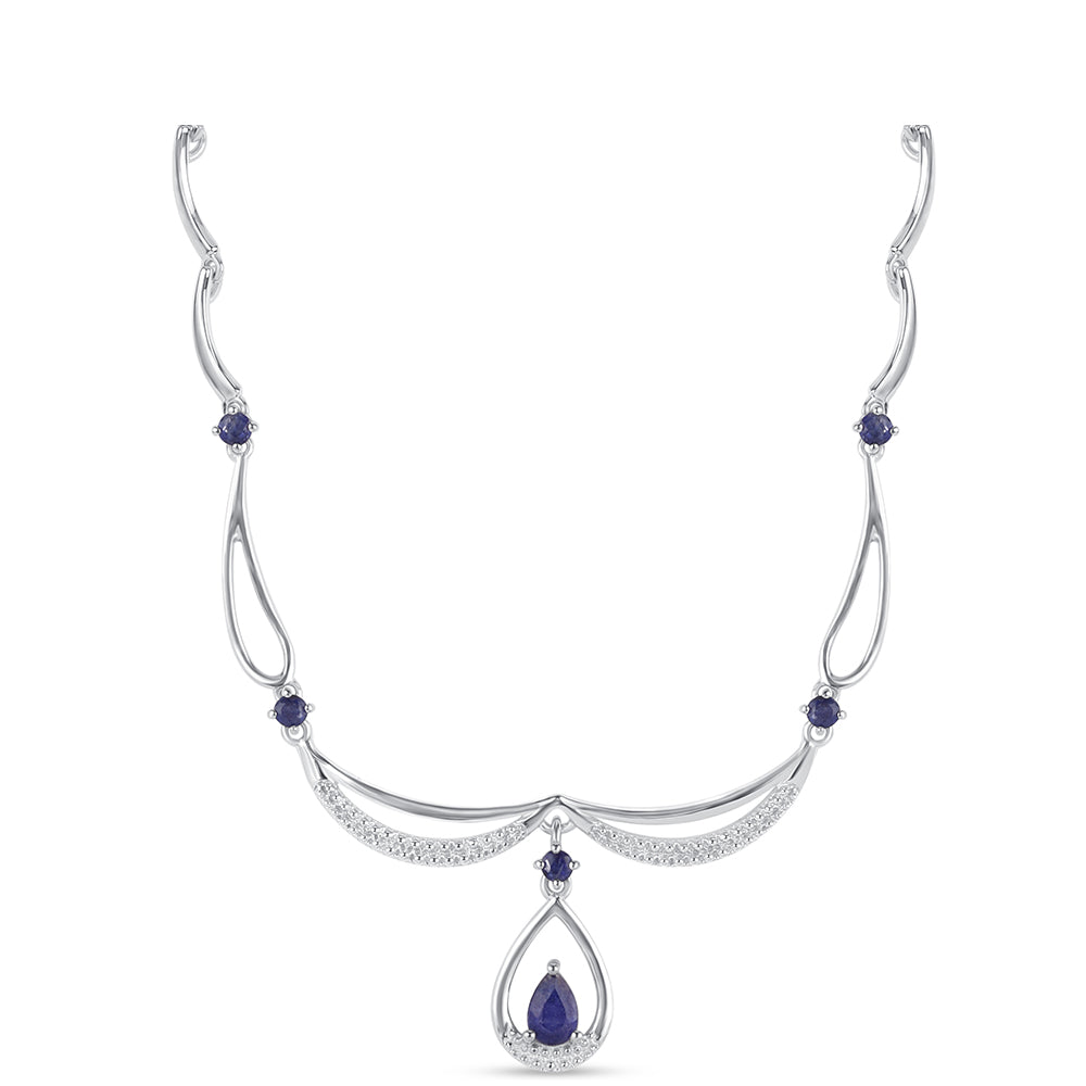 Colier din Argint 925 ( 6.6 grame ) cu Safir Albastru Australian 1.02 Carate