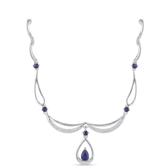 Colier din Argint 925 ( 6.6 grame ) cu Safir Albastru Australian 1.02 Carate