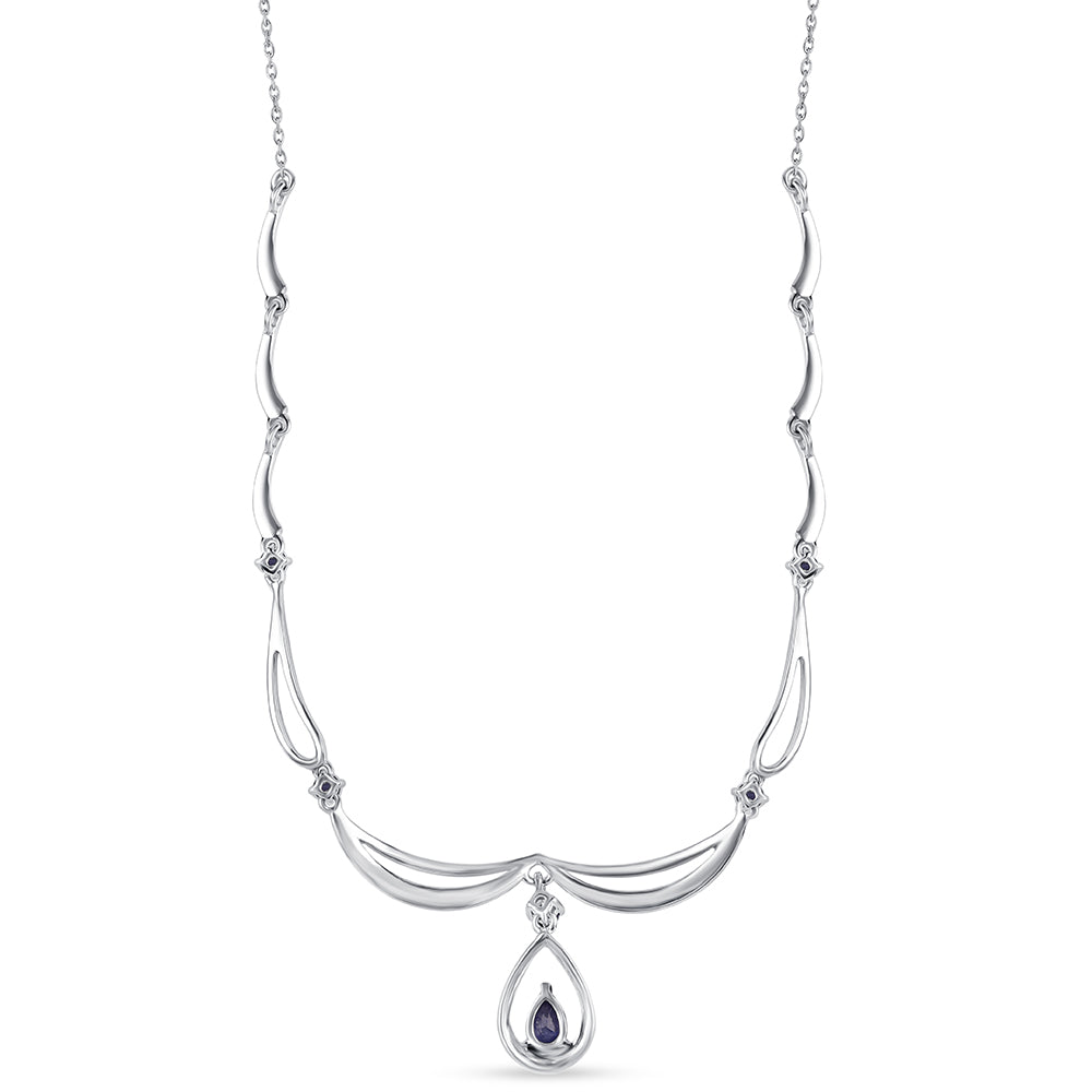 Colier din Argint 925 ( 6.6 grame ) cu Safir Albastru Australian 1.02 Carate 2 