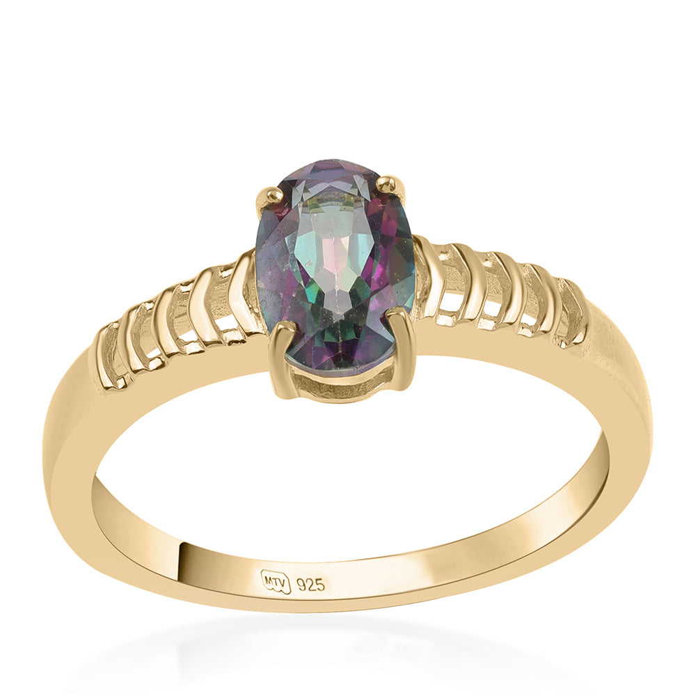 Inel din Argint 925 Placat cu Aur ( 2.29 grame ) cu Topaz Mistic 1.46 Carate 1 