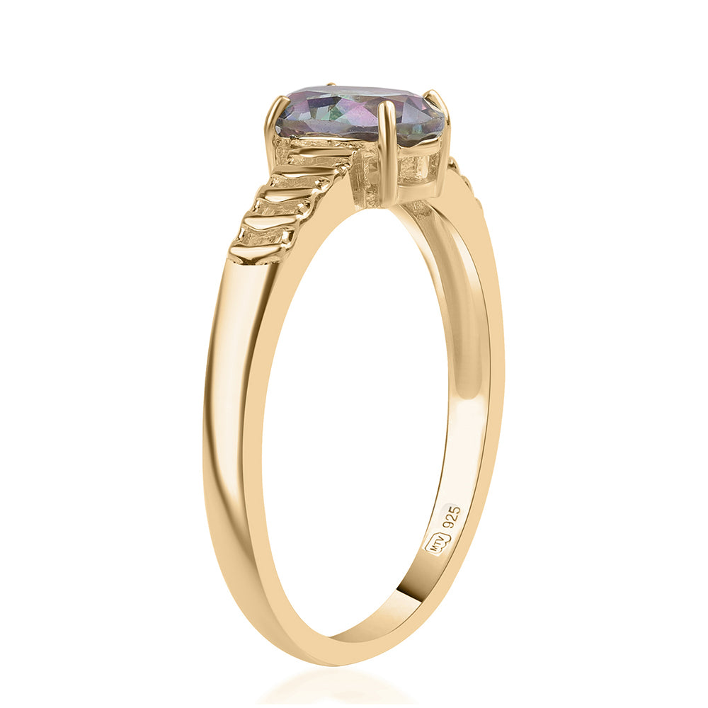 Inel din Argint 925 Placat cu Aur ( 2.29 grame ) cu Topaz Mistic 1.46 Carate