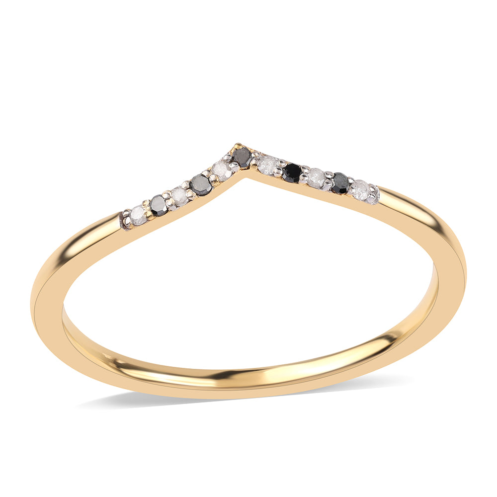 Inel din Argint 925 Placat cu Aur ( 1.33 grame ) cu Diamant Negru 0.07 Carate 1 